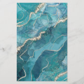 Papier Budget Agate Turquoise Turquoise Gold Mariage (Dos)