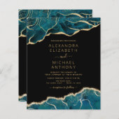 Papier Budget Agate Turquoise Turquoise Gold Mariage (Devant / Derrière)