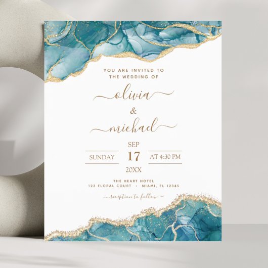 Papier Budget Agate Turquoise Turquoise Gold Mariage