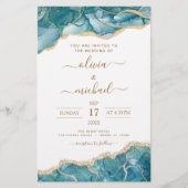 Papier Budget Agate Turquoise Turquoise Gold Mariage (Devant)