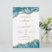Papier Budget Agate Turquoise Turquoise Gold Mariage (Debout devant)