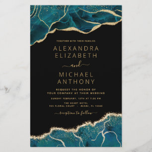 Papier Budget Agate Turquoise Turquoise Gold Mariage