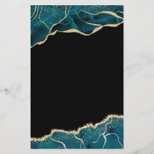 Papier Budget Agate Turquoise Turquoise Gold Mariage (Dos)