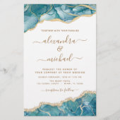 Papier Budget Agate Turquoise Turquoise Gold Mariage (Devant)