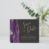 Papier Budget Agate Violet Or Doré Foncé Save the Date (Debout devant)