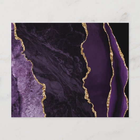 Papier Budget Agate Violet Or Doré Foncé Save the Date (Dos)