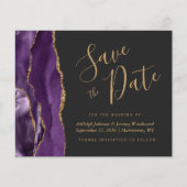 Papier Budget Agate Violet Or Doré Foncé Save the Date (Devant)