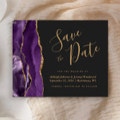 Papier Budget Agate Violet Or Doré Foncé Save the Date