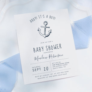 Papier Budget Ahoy ! C'est un garçon ! Baby Shower nautiq
