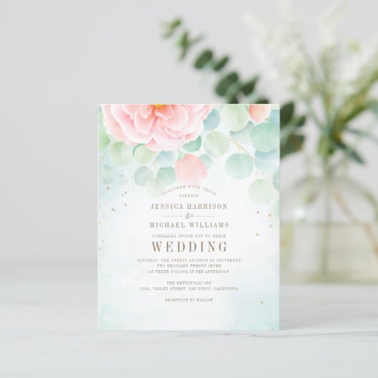 Papier Budget Airage Foliage Floral Faire-part de mariage (Debout devant)