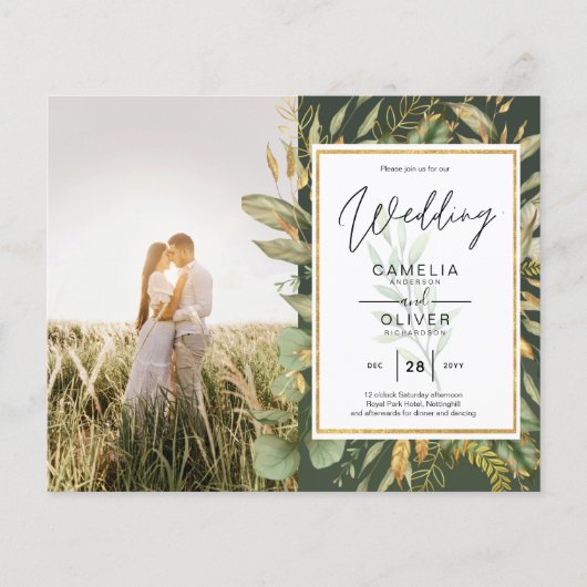 Papier Budget All-in1 PHOTO Verdure Mariage RSVP QR CODE (Devant)