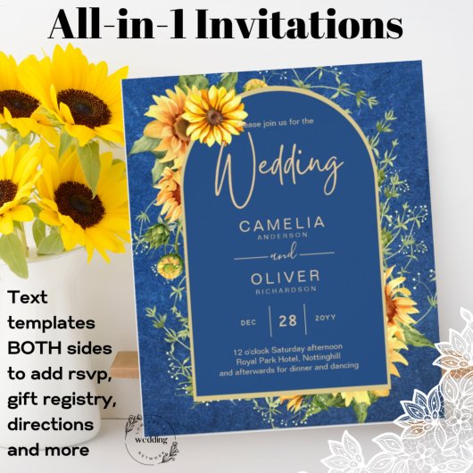 Papier BUDGET All-in-1 Rustique tournesols BLEU Mariage