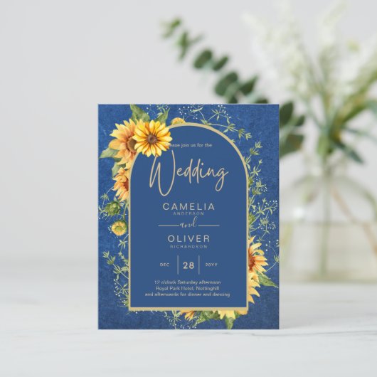 Papier BUDGET All-in-1 Rustique tournesols BLEU Mariage (Debout devant)