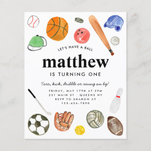 Papier Budget All Star Sports Balls Team Kid Boy Annivers