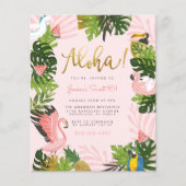 Papier Budget Aloha Hawaii Tropical Gold Birthday Party (Devant)