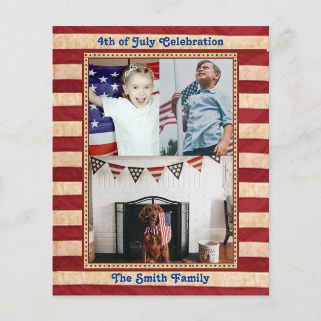 Papier BUDGET American Flag 4 juillet Parti Invitation (Devant)