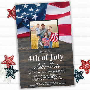 Papier Budget American Flag Photo 4 juillet Parti Invit