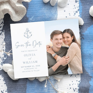 Papier Budget Ancre nautique Dusty Blue Enregistrer la da