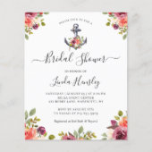 Papier Budget Ancre nautique Invitation Fête des mariées  (Devant)