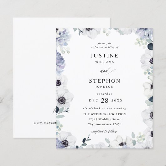 Papier Budget Anémone & Eucalyptus Hiver Floral Mariage (Devant / Derrière)