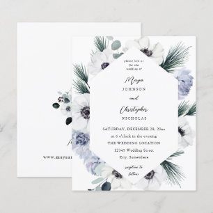 Papier Budget Anémone Fleurs Blanches d'Hiver Mariage -VC