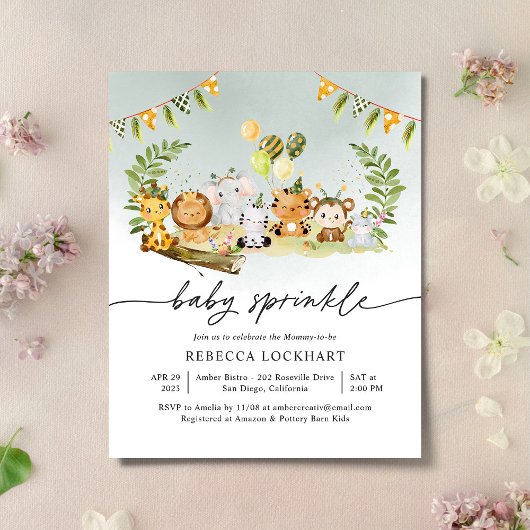Papier Budget Animal Safari Garçon Baby Sprinkle Invitati