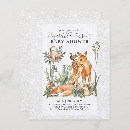 Papier BUDGET Animaux de bois bébé garçon fille douche V. (Devant / Derrière)
