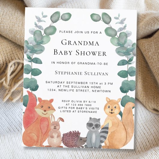 Papier Budget Animaux de bois grand-mère Invitation Baby