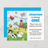 Papier Budget Animaux de ferme Garçon Invitation d'annive (Devant / Derrière)