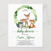 Papier Budget Animaux des bois Baby shower Invitation (Devant)