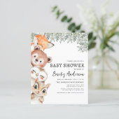 Papier Budget Animaux des bois Invitation Baby shower (Debout devant)