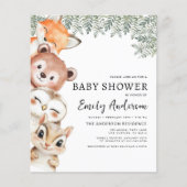 Papier Budget Animaux des bois Invitation Baby shower (Devant)