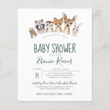 Budget Animaux des bois Invitation Baby shower