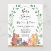 Papier Budget Animaux des bois Invitation Baby shower (Devant)