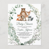 Papier Budget Animaux des bois Invitation Baby shower (Devant)