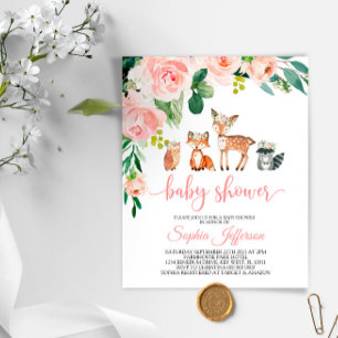 Papier Budget Animaux des bois Invitation Baby shower