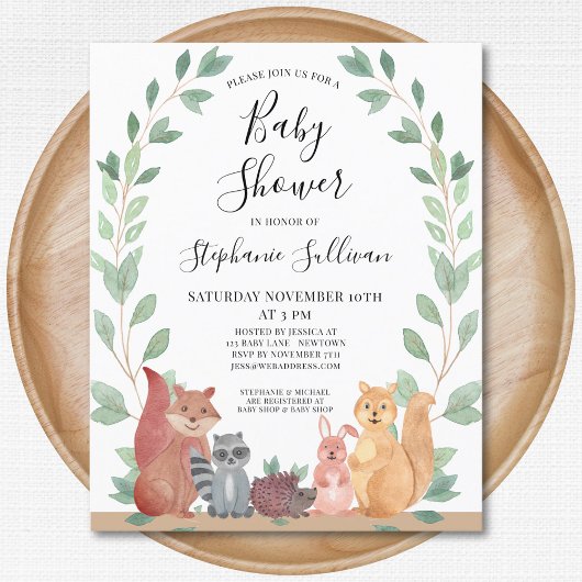 Papier Budget Animaux des bois Invitation Baby shower