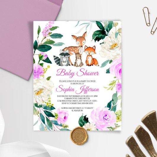 Papier Budget Animaux des bois Invitation Baby shower