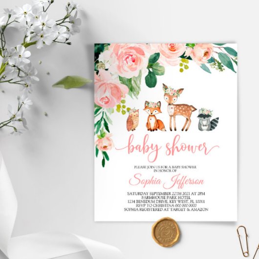 Papier Budget Animaux des bois Invitation Baby shower