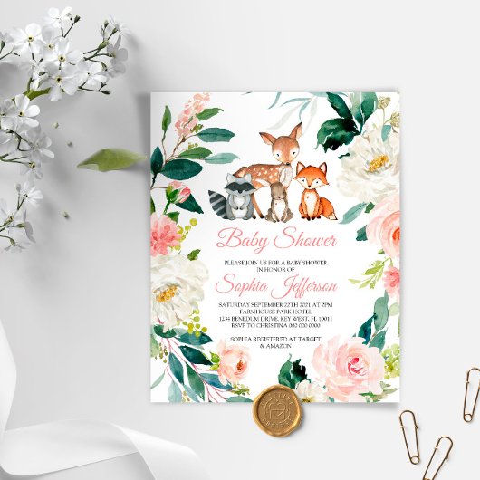 Papier Budget Animaux des bois Invitation Baby shower