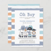 Papier Budget Animaux Train Voyage Baby shower Invitation (Devant / Derrière)