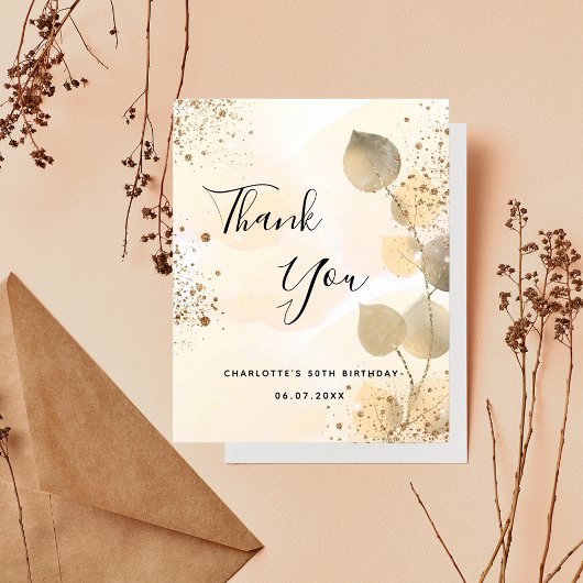 Papier Budget anniversaire 50 eucalyptus parties scintill