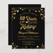 Papier Budget Anniversaire 80 ANS DANS L'Invitation (Devant / Derrière)