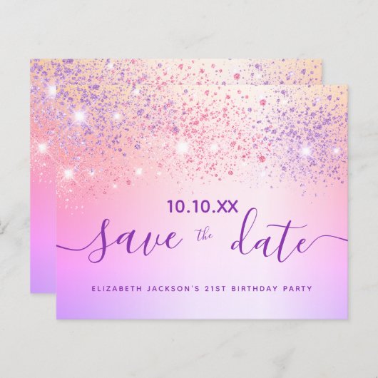 Papier Budget anniversaire arc-en-ciel parties scintillan (Devant / Derrière)