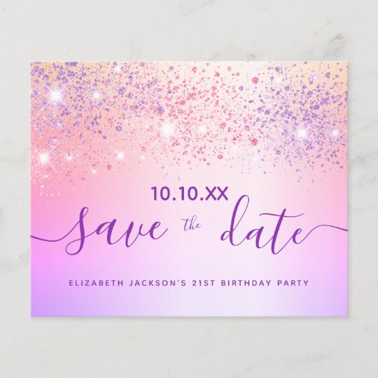 Papier Budget anniversaire arc-en-ciel parties scintillan (Devant)