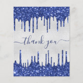 Papier BUDGET Anniversaire argent bleu parties scintillan (Devant)