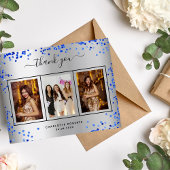 Papier Budget anniversaire argent bleu royal photo merci