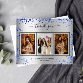 Papier Budget anniversaire argent bleu royal photo merci