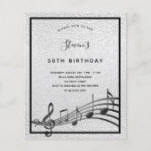 Papier Budget anniversaire argent noir notes de musique (Devant)