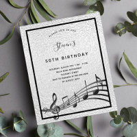 Budget anniversaire argent noir notes de musique